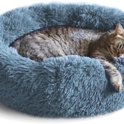 Cat Bed, Cat Beds for Indoor Cats Washable, Orthopedic Soft Fluffy Round Calming Pet Bed for Small to Large Kitty Kittens & Dogs, Small Dog Beds & Furniture