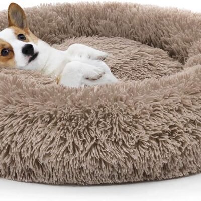 Orthopedic Dog Bed Comfortable Donut Cuddler Round Pet Beds Ultra Soft Washable Dog and Cat Cushion (20''/23''/30'') (23'', Brown)