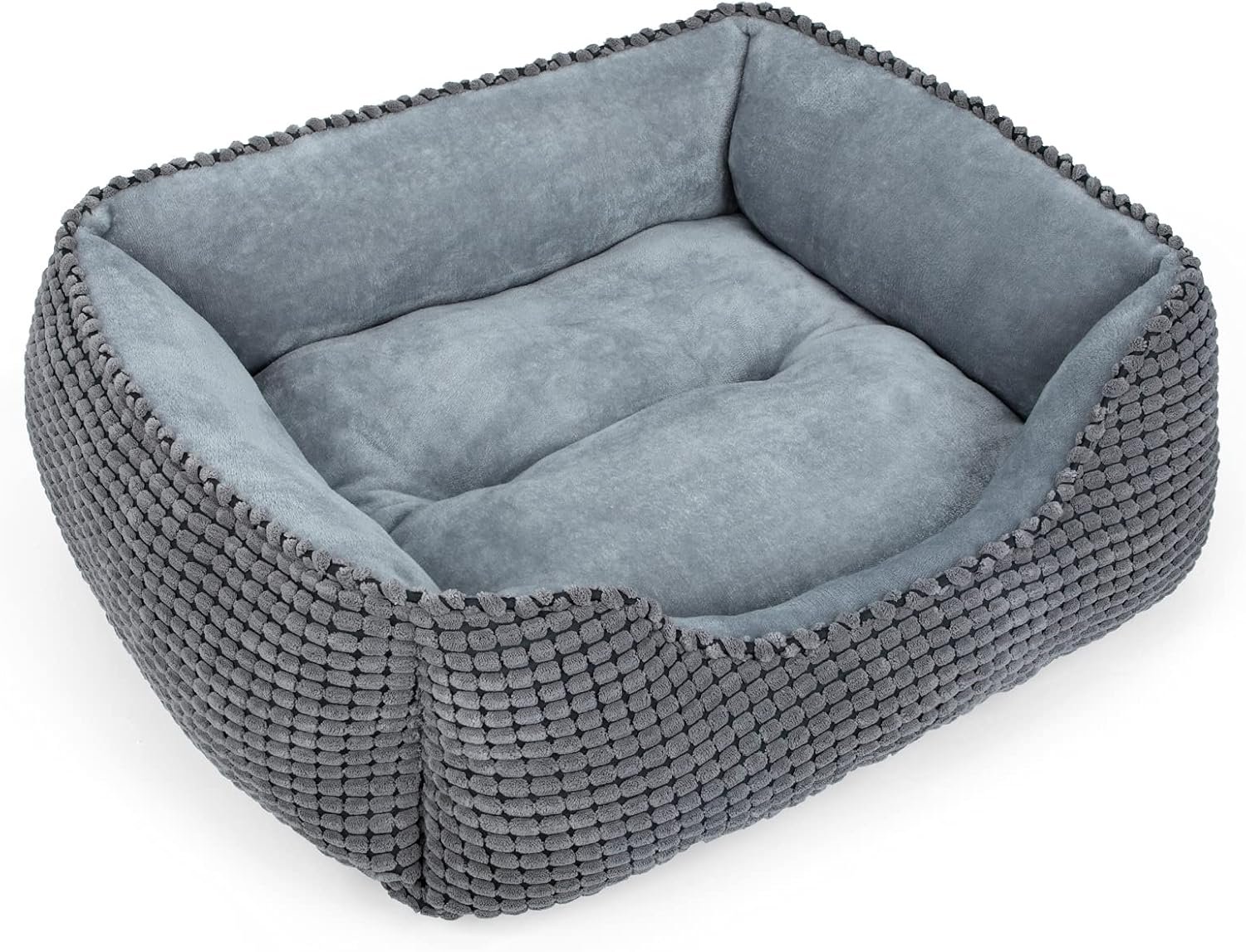 Dog Bed for Large Medium Small Dogs, Rectangle Washable Sleeping Puppy Bed, Soft Calming Cat Beds for Indoor Cats, Orthopedic Pet Sofa Bed, Anti-Slip Bottom with Multiple Size (20'', Grey)