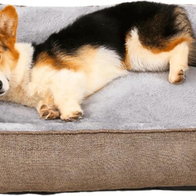 Dog Beds for Medium Dogs, Washable Dog Bed Comfortable and Breathable Pet Bed Rectangle Warming Dog Bed for Medium Dogs (Coffee,Small)